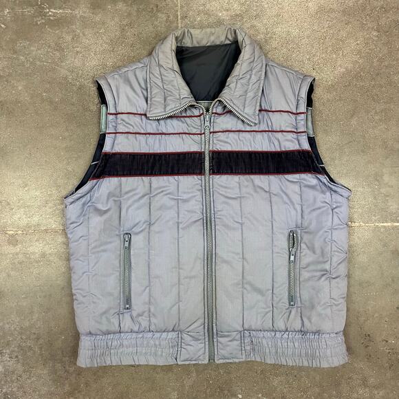 Vintage 80's Trader Bay Reversible Puffer Jacket W/ Detachable Sleeves Medium - Picture 3 of 7